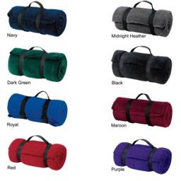 Custom Monogram Fleece Blanket - Personalized Camping Gift With Embroidered & Strap Customized
