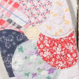 Circles Vintage Quilt Christmas Stocking - Flower, Hand Quilted, Antique - thumbnail 2