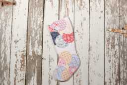 Circles Vintage Quilt Christmas Stocking - Flower, Hand Quilted, Antique - thumbnail 1