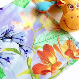 Floral Baby Comforter, Snuggly Soft Small Comfort Blanket, Newborn Sleep Routine, Flowers Lovey, Square Cotbed Cloth - thumbnail 2