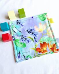 Floral Baby Comforter, Snuggly Soft Small Comfort Blanket, Newborn Sleep Routine, Flowers Lovey, Square Cotbed Cloth - thumbnail 1