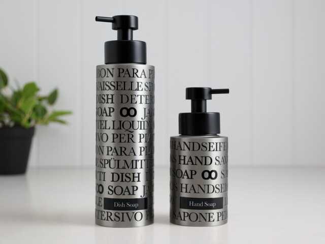 Stainless Steel Kitchen & Bathroom Dispenser Set, 250Ml Or 500Ml Refillable Pump Bottles, Custom Soap Label Choice Housewarming Gift - image 1