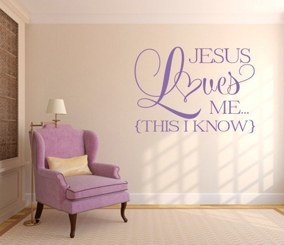 Christian Wall Decal. Jesus Loves Me-This I Know Cde 237 Scripture Wall Decal, Religious Quote, Decal Bible - image 1