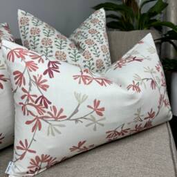 Scatter Pillow Cover, Jasmine Trail Leaves Cushion Red -White Sofa John Lewis Fabric, Rectangle - thumbnail 1