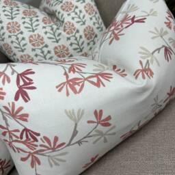 Scatter Pillow Cover, Jasmine Trail Leaves Cushion Red -White Sofa John Lewis Fabric, Rectangle - thumbnail 2