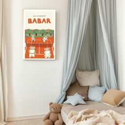 Babar The Elephant Tennis Nursery Wall Art Retro Kids Decor Quote Genre Neutral Baby Illustration Print - thumbnail 2
