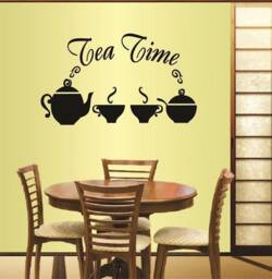 In-Style Decals Wall Vinyl Decal Home Decor Art Sticker Tea Time Teapot Kettle & Cups Kitchen Restaurant Caf?? Mural Removable Design 181 - thumbnail 1