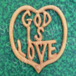God Is Love Wood Carving Heart Shaped Christian Sign Spiritual Quote Wall Art - thumbnail 1