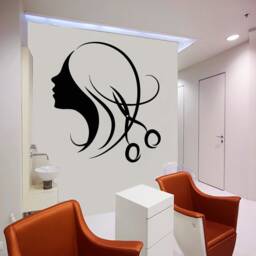 Hair Salon Wall Decal Stylist Scissors, Beauty Shop Decor T140 - thumbnail 1