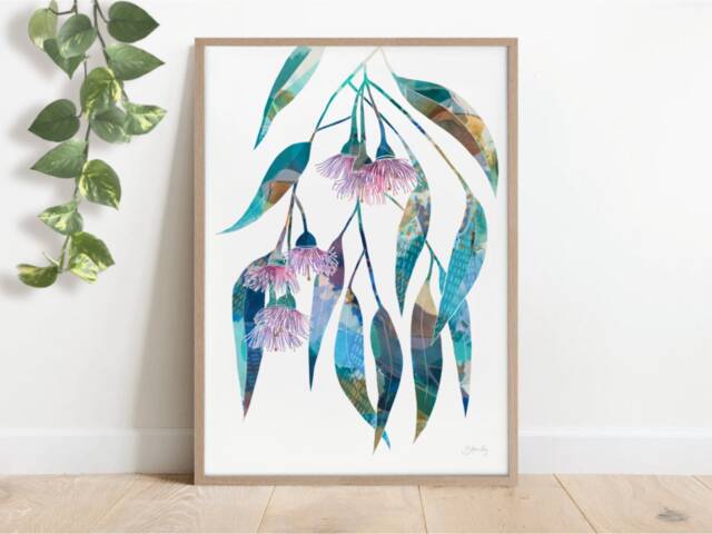 Eucalyptus Flower Print, Flowering Gum, Pink Flower, Painting Of Australian Native, Colourful Painting, Wall Art, Print Decor - image 1