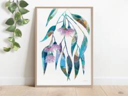 Eucalyptus Flower Print, Flowering Gum, Pink Flower, Painting Of Australian Native, Colourful Painting, Wall Art, Print Decor - thumbnail 1