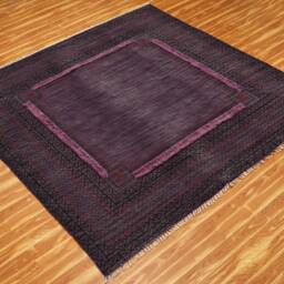Handmade Purple Cotton Dhurrie Rug, Hand Block Printed - thumbnail 3