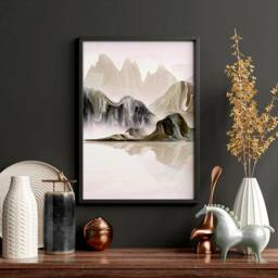 Japanese Landscape Set Of 3 Framed Wall Art Prints For A Relaxing Bedroom Decor, Zen Japandi Sunset Gallery Above Bed Decor - thumbnail 2