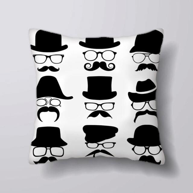 Funny Faces Glasses Hats Mustache -Cushion Cover Case Or Stuffed With Insert