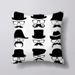Funny Faces Glasses Hats Mustache -Cushion Cover Case Or Stuffed With Insert