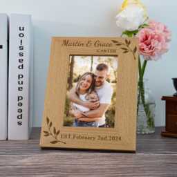 Wedding Photo Frame Personalized Engraved Wooden Picture For Newly Engaged Couple Keepsake For Couples Engagement Bridal Shower Gift - thumbnail 2