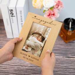 Wedding Photo Frame Personalized Engraved Wooden Picture For Newly Engaged Couple Keepsake For Couples Engagement Bridal Shower Gift - thumbnail 3