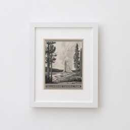 Yellowstone National Park Old Faithful Lithograph Style Print - Vintage Wyoming Poster Design, Archival Matte Fine Art Print, Western Gift - thumbnail 3