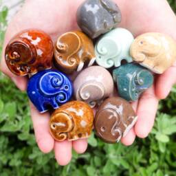 Lucky Ceramic Elephant Figurine Handmade Collectible Statue - thumbnail 1