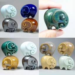Lucky Ceramic Elephant Figurine Handmade Collectible Statue - thumbnail 4
