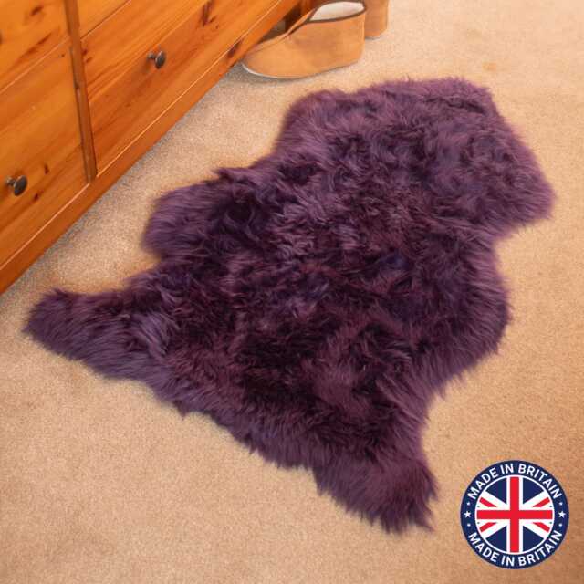 Purple Sheepskin Rug, 100% Natural British Moorland Hide - image 1
