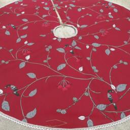 Red Robins Swedish Christmas Xmas Tree Skirt Holiday Decor Ornament - thumbnail 2