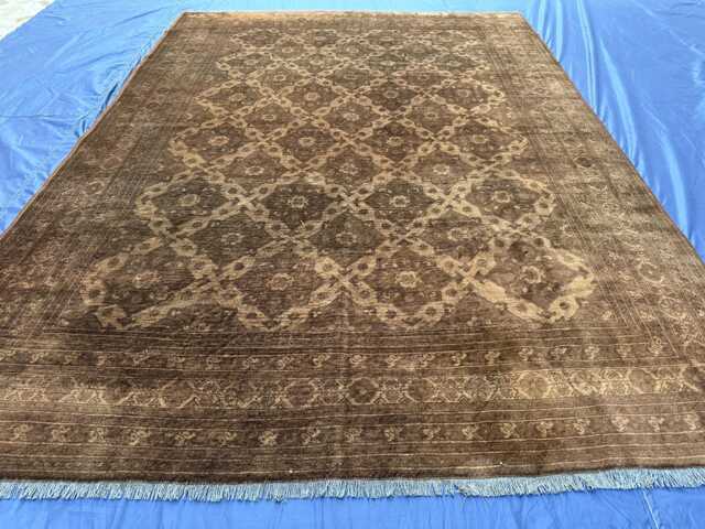 Antique Handmade Brown Huge Rug 7x9, Muted Wool Rug, Earth Tone Area Living Room Neutral Oriental Natural Dyes - image 1