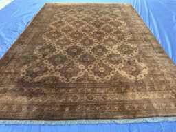 Antique Handmade Brown Huge Rug 7x9, Muted Wool Rug, Earth Tone Area Living Room Neutral Oriental Natural Dyes - thumbnail 1