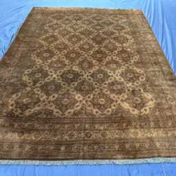 Antique Handmade Brown Huge Rug 7x9, Muted Wool Rug, Earth Tone Area Living Room Neutral Oriental Natural Dyes - thumbnail 2