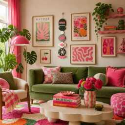 Pink & Green Wall Hanging - Lips Home Decor Kiss Art Funky Pieces - thumbnail 4