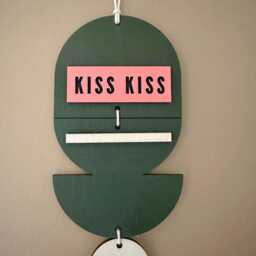 Pink & Green Wall Hanging - Lips Home Decor Kiss Art Funky Pieces - thumbnail 2