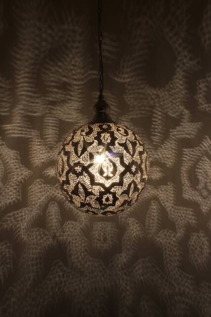 Moroccan Handmade Brass Lamp, Ball Pendant Light, Oriental Hanging Gold Lampshade, Home Decor Lighting & Ceiling Light - image 1