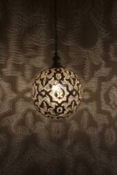 Moroccan Handmade Brass Lamp, Ball Pendant Light, Oriental Hanging Gold Lampshade, Home Decor Lighting & Ceiling Light - thumbnail 1
