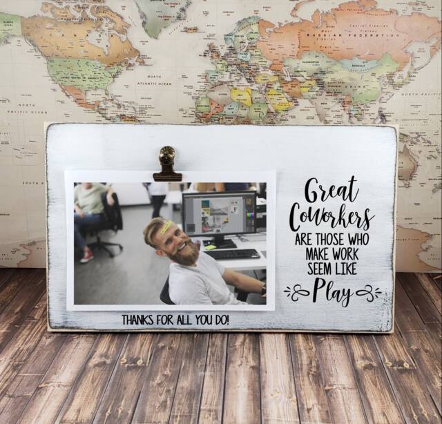 Great Coworkers Make Work Seem Like Play Wooden Personalized Photo Frame, Co Worker, Going Away Gift, Birthday, Gift For Boss Or Secretary - image 1