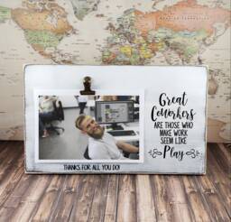 Great Coworkers Make Work Seem Like Play Wooden Personalized Photo Frame, Co Worker, Going Away Gift, Birthday, Gift For Boss Or Secretary - thumbnail 1