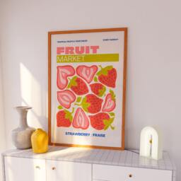 strawberry Fruit Market Art Print - French Kitchen Poster - thumbnail 1