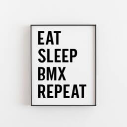 Bmx Gift, Rider Gift. Eat Sleep Repeat, Bmx Art, Birthday, Party, Bike, Wall Cyclist Cycling Bike - thumbnail 1