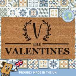 Family Name Initial Wreath Doormat, Personalised New Home D??cor, Rug, Gift For Him - thumbnail 1