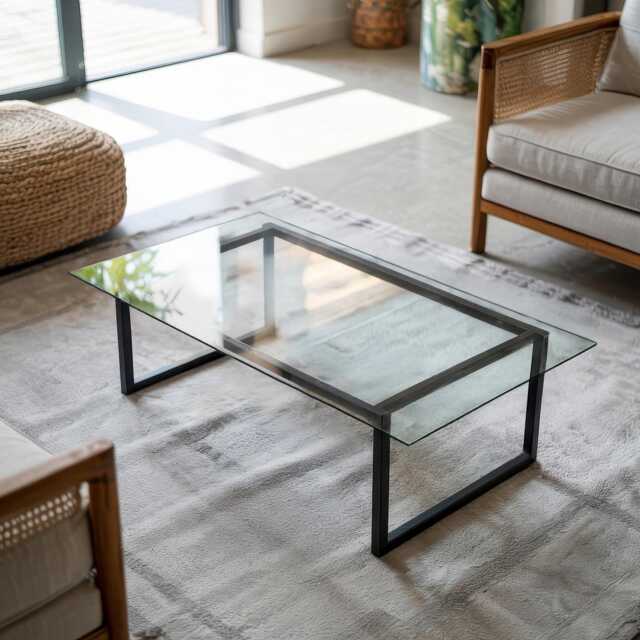 Rectangle Crystal-Clear Glass Table Top, Modern Tabletop, Protective Top For Tables, Minimalist Tabletop - image 1