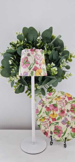Beautiful Decoupaged Floral Indoor/Outdoor Usb Rechargeable Table Lamp.matching Picture Plate Available.no Plugs Or Sockets Needed - image 1