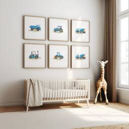 Construction Vehicle Prints, Blue Boy Nursery Decor, Trucks, Car Prints Boys Room, Wall Art - thumbnail 3