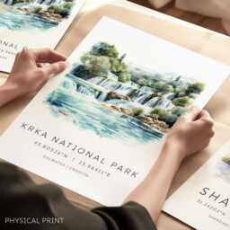Krka National Park, Croatia Travel Print, Skradinski Buk Waterfall, Wall Art, Gifts, Cards - thumbnail 1