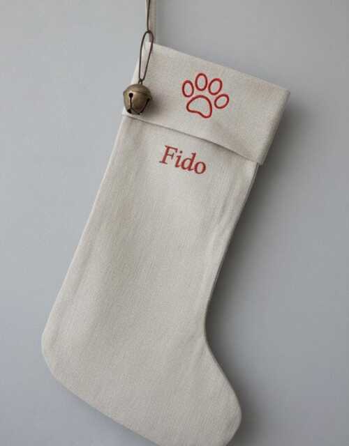 Personalized Dog Stocking, Linen Family Christmas Gift With Embroidery, Handmade Holiday Xmas Pet Home_1022 - image 1