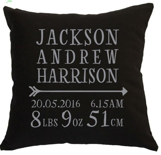 Masculine Arrow Design Custom Baby Boy Birth Announcement Pillow For New Borns, Infants & 1 Year Birthday. The Perfect Gift Keepsake - image 1
