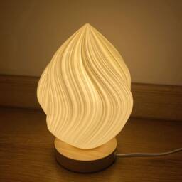 Mini 3D Printed Table Lamp For Room Decoration, Housewarming Gift, Pla Lampshade, Wood Base, 2 Colors Adjustable Lighting - thumbnail 1