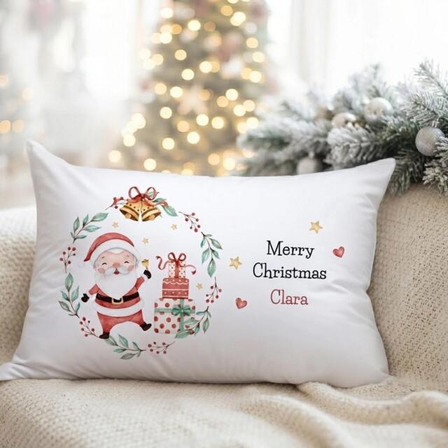 Personalised Santa Pillowcase, Kids' Christmas Bedding, Custom Holiday Cushion Cover - image 1