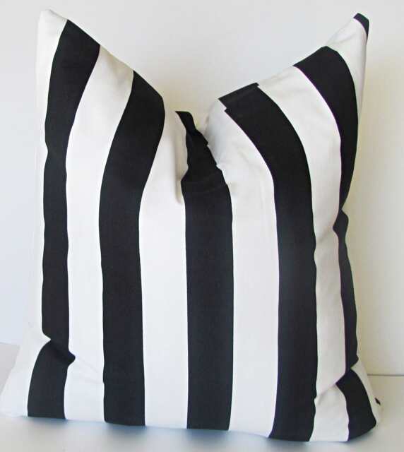 "Black Pillow Cover. Accent Pillow.black Striped Pillow Cover. Pillow.16"", 17"", 18"", 20"" 24"" 26" - image 1