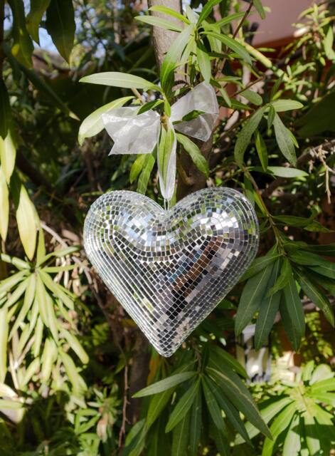 Disco Heart Hanging Ball Mirrored Mosaic Decor - image 1