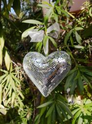 Disco Heart Hanging Ball Mirrored Mosaic Decor - thumbnail 1