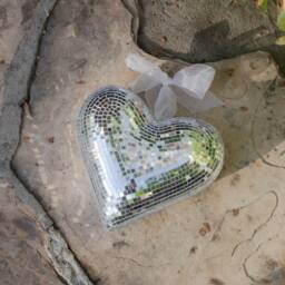 Disco Heart Hanging Ball Mirrored Mosaic Decor - thumbnail 3